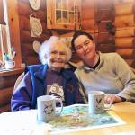 Marie Olson and Vivian Mork Yéilk having tea and talking story about the Tlingit language, Higher Education, the importance of voting, Juneaus history, Wooshkeetaan history, and more. (Vivian Prescott | For the Capital City Weekly)