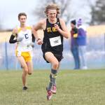 St. Olaf College freshman Arne Ellefson-Carnes competes in the Minnesota Intercollegiate Athletic Conference championship meet at Carleton College in Northfield, Minnesota, on Saturday, Nov. 2, 2019. Ellefson-Carnes, a 2019 Juneau-Douglas High School: Yadaat.at Kale graduate, finished the 8-kilometer course in 26 minutes, 3.1 seconds, and placed 18th in a field of over 200 runners. (Courtesy Photo | St. Olaf College)