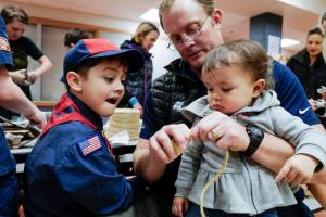 Cub Scouts make toys for education birds