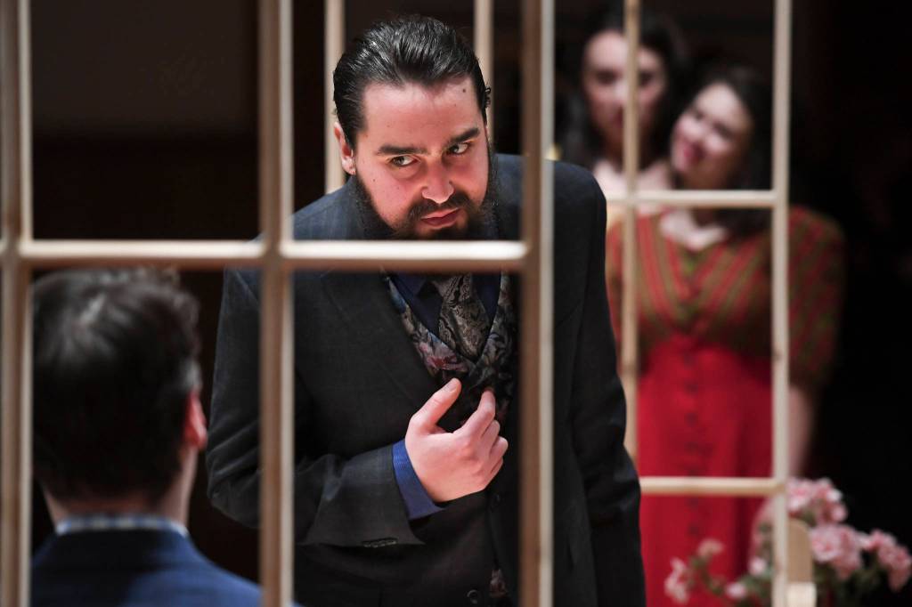 Fisher Stevens portrays John Jack Worthing during rehearsals for Theatre in the Roughs production of Oscar Wildes The Importance of Being Earnest at McPhetres Hall on Thursday, Nov. 21, 2019. (Michael Penn | Juneau Empire)