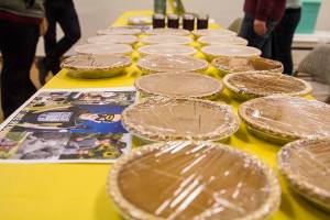 Friends of the Leonard family made pies to raise money for Ryan Leonards cancer treatment, selling the pies before Thanksgiving, Nov. 27, 2019. (Michael S. Lockett | Juneau Empire)