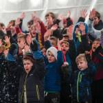 Students with the Faith Community Christian School sing outside during the Governors Open House on Tuesday, Dec. 10, 2019. (Michael Penn | Juneau Empire)