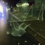 The fence in front of The Salvation Army Family Store on Willoughby Avenue was damaged by a drunken driver Wednesday night, police said. (Michael S. Lockett | Juneau Empire)