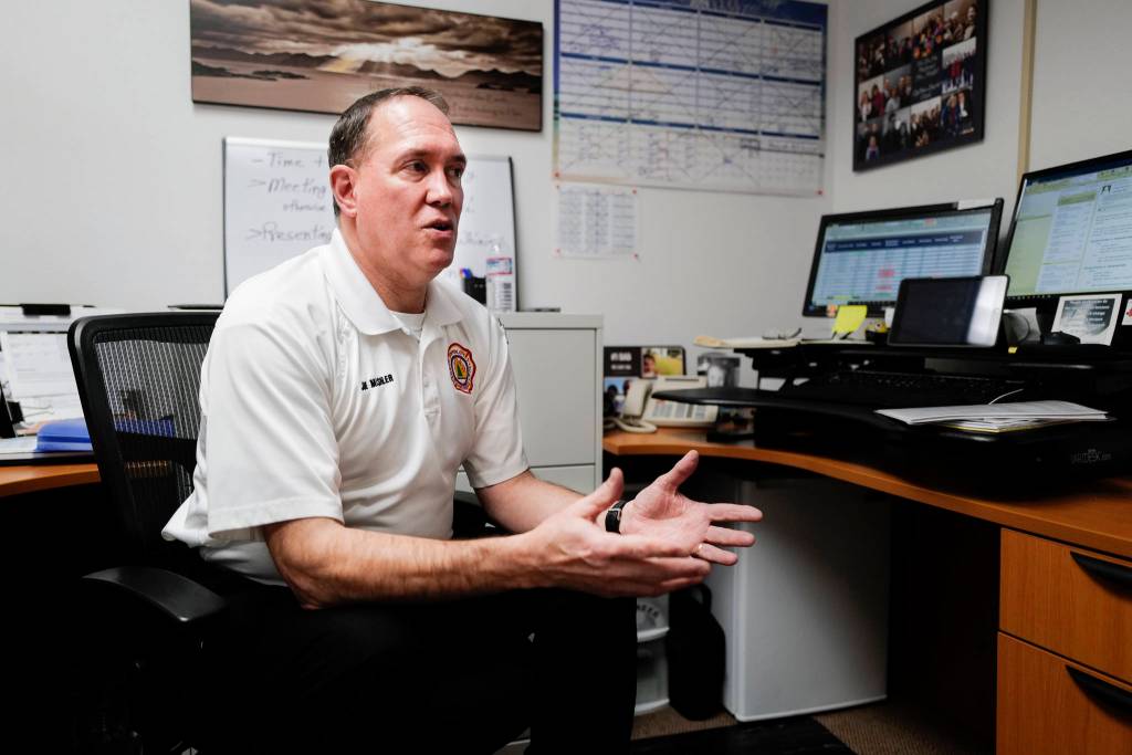 Capital City Fire/Rescue CARES program manager Joe Mishler talks about the new sleep-off program on Tuesday, Dec. 10, 2019. The center, located at St. Vincent de Paul, gives a safe place for up to four people found to be too inebriated to be left on the street. (Michael Penn | Juneau Empire)