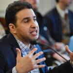 Mouhcine Guettabi, Associate Professor of Economics at the Institute of Social and Economic Research at the University of Alaska Anchorage, speaks to the Senate Finance Committee at the Capitol on Thursday, March 7, 2019. (Michael Penn | Juneau Empire File)