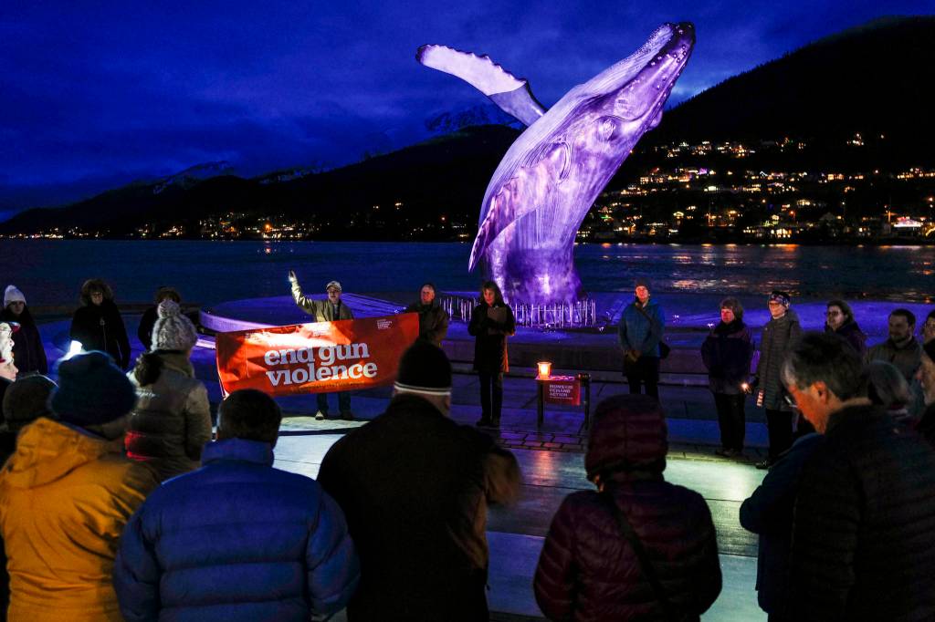 Juneau residents attend a vigil to end gun violence sponsored by Moms Demand Action at the Mayor Bill Overstreet Park on Saturday, Dec. 14, 2019. (Michael Penn | Juneau Empire)