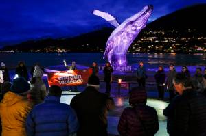 Juneau residents attend a vigil to end gun violence sponsored by Moms Demand Action at the Mayor Bill Overstreet Park on Saturday, Dec. 14, 2019. (Michael Penn | Juneau Empire)