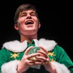 Toby Russell, stars as Buddy the Elf, during rehearsal of Elf, the Musicial at Juneau-Douglas High School: Yadaa.at Kalé on Friday, Dec. 13, 2019. (Michael Penn | Juneau Empire)