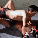 Jaiden Kohler throws punches at Joe Alley in an MMA bout at AK Beatdown 35 at Elizabeth Peratrovich Hall on Friday, Dec. 27, 2019. (Nolin Ainsworth | Juneau Empire)