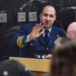 U.S. Coast Guard Capt. Steve White makes a presentation to the Visitor Industry Task Force during its meeting Tuesday, Jan. 7, 2020. (Michael Penn | Juneau Empire)