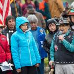 John Morris Sr., of the Douglas Indian Association, speaks during the Taaku Kwaan Yanyeidi Healing Kooteeyaa gifting Ceremony at Savikko Park on Wednesday, June 6, 2018. (Michael Penn | Juneau Empire)
