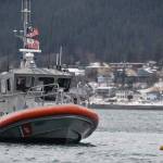 Members of Coast Guard Station Juneau aboard a 45-foot response boatMedium conduct drills near Juneau, Jan. 24, 2018. (Petty Officer 1st Class Jon-Paul Rios | U.S. Coast Guard)