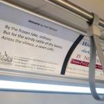 A poem by Hali Denton is displayed on a Capital Transit bus as part of the Poetry Omnibus contest in January 2018. The contest is now accepting submissions. (Michael Penn | Juneau Empire File)