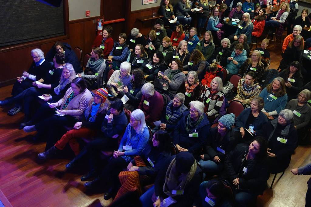 While an exact count was difficult to come by, organizing committee members said the Juneau chapter of 100 Women Who Care likely have more than 150 members. (Ben Hohenstatt | Juneau Empire)