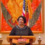 Sherry Patterson speaks during a Martin Luther King Jr. Day community celebration held at St. Pauls Catholic Church on Jan. 20, 2020. (Michael S. Lockett | Juneau Empire)