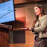 Michael S. Lockett | Juneau Empire                                Shelby Surdyk gives a presentation on the health effects of depleted uranium ammunition on people in Iraq at KTOO Studios on Thursday.