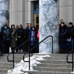 Peter Segall | Juneau Empire                                A group of mostly Republican lawmakers gather on the steps of the Capitol for an anti-abortion rally Wednesday.