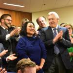 Alaska First Lady Rose Dunleavy receives a standing ovation at Gov. Mike Dunleavys State of the State address on Monday, Jan. 27, 2020. (Peter Segall | Juneau Empire)