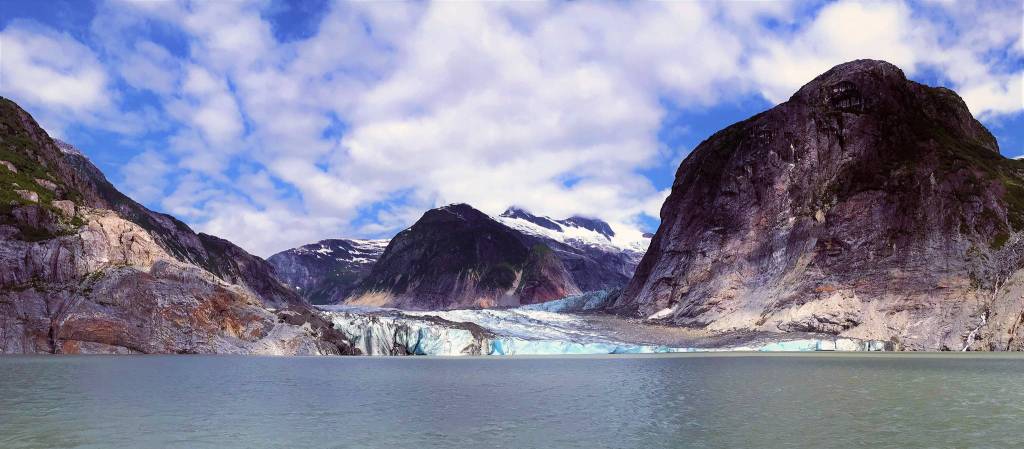 Shakes Glacier, located in the Stikine River, glistens in the sunlight. (Vivian Faith Prescott | For the Capital City Weekly)