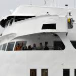 Passengers onboard the FMV Matanuska at Auke Bay Ferry Terminal on Thursday. (Peter Segall | Juneau Empire)