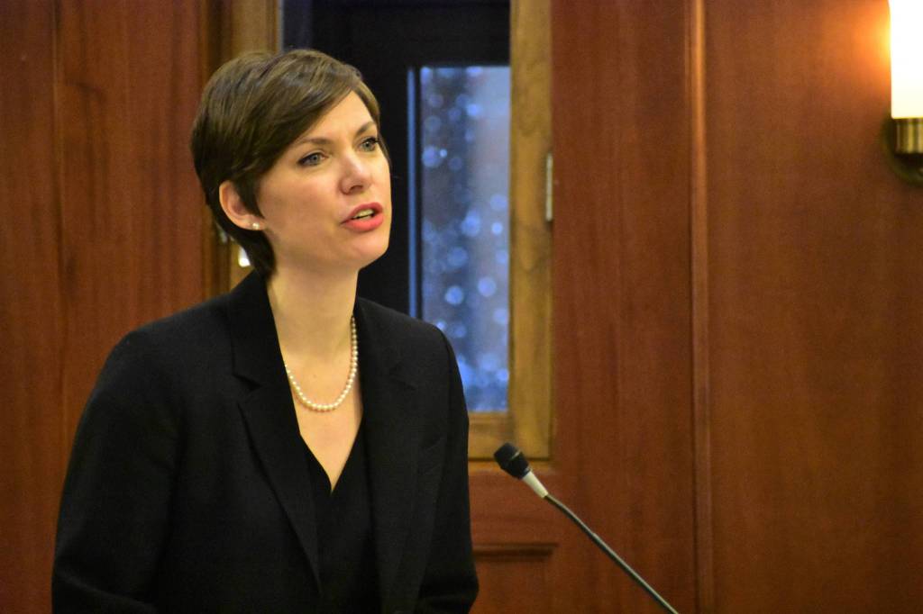 Rep. Ivy Sponholz, D-Anchorage, sponsored a bill to rename a committee room at the Capitol after the late Sen. Bettye J. Davis, the first African American to be elected to the State Senate on Monday, Feb. 3, 2020. (Peter Segall | Juneau Empire)