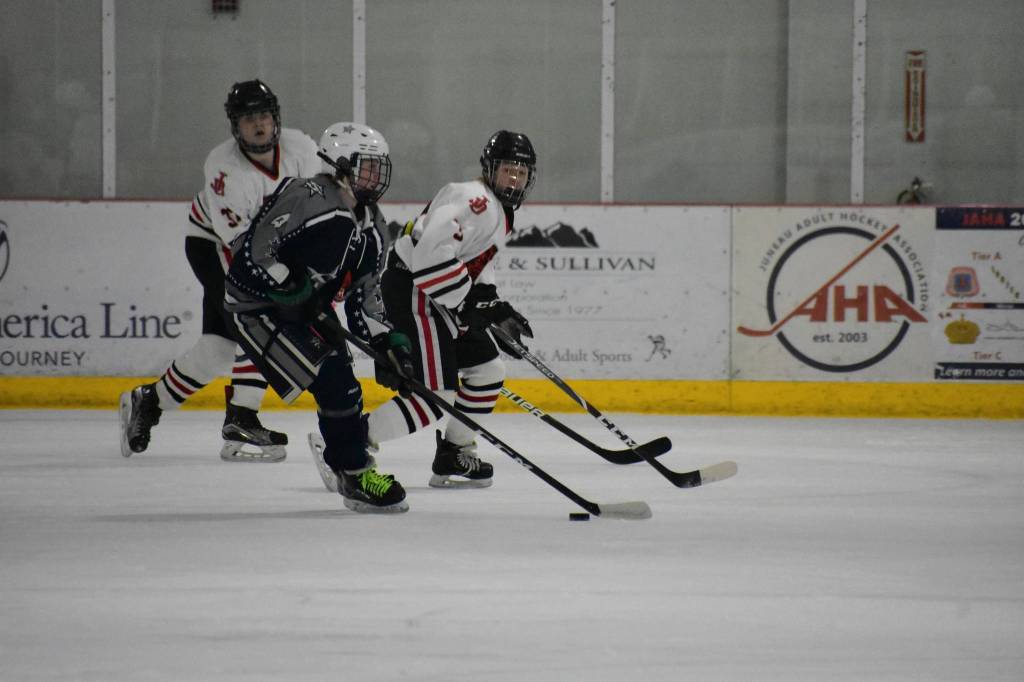 The Juneau Crimson Bears played the Soldotna Stars at Treadwell Arena on Friday. (Peter Segall | Juneau Empire)