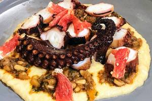 Charred octopus at Red Spruce on Jan. 28, 2020. (Emily Russo Miller | Juneau Empire)