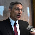 Peter Segall | Juneau Empire                                 Earthjustice attorney Tom Waldo speaks with reporters at the Robert Boochever U.S. Courthouse at the Hurff Ackerman Saunders Federal Building in downtown Juneau on Friday.