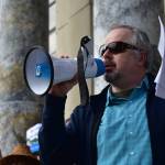 Peter Segall | Juneau Empire                                Robb Arnold, vice president of the Inland Boatmans Union of the Pacific, speaks at a rally Tuesday in support of the Alaska Marine Highway System.
