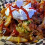 The loaded fries basket from Devils Hideaway at Squirez Bar in Auke Bay. (Ben Hohenstatt | Juneau Empire)