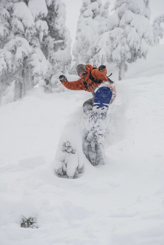 A snowboarder makes his way through the snow at Eaglecrest Ski Area earlier this month. The City and Borough of Juneau-owned and operated ski area has received snowfall each of the past 30 days. (Courtesy Photo | Jeremy Lavender)