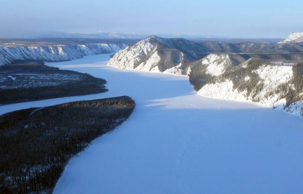 Courtesy photo | Adam Bucki                                 The Yukon River downstream of Slavens Roadhouse, showing Woodchopper Bluff, in early February.