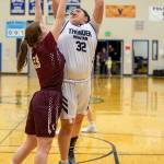 Letasi Fenumai shoots as Thunder Mountain High School plays against Ketchikan High School on Feb. 22, 2020. (Heather Holt | Courtesy photo)