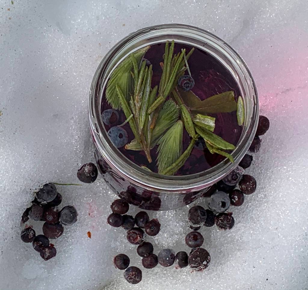 Blueberry water steeps.