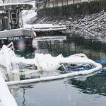 A vessel at Statter Harbor capsized without warning, Feb. 25, 2020. (Michael S. Lockett | Juneau Empire)