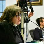 Rev. Caroline Malseed, priest-in-charge at St. Brendans Episcopal Church in Juneau give testimony against SJR 13 on Wednesday, Feb. 26, 2020. (Peter Segall | Juneau Empire)