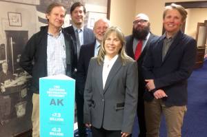 Chris Beck with Alaska Trails, Thor Stacey with Alaska Professional Guides Association, Dan Blanchard with UnCruise Adventure, Lee Hart with Alaska Outdoor Alliance, E.J. Reiser with The North Face and Cailin OBrien-Feeney then with the Outdoor Industry Association. (Courtesy Photo | Alaska Outdoor Alliance)