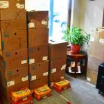 Donated food in the offices of Central Council of Tlingit and Haida Indian Tribes of Alaska on Thursday, Feb. 27, 2020. (Peter Segall | Juneau Empire)