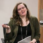 Kristina Moore-Jager addresses the audience on issues around suicide during the National Alliance on Mental Illness Inside Passages speaker series on March 3, 2020. (Michael S. Lockett | Juneau Empire)