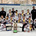 The Juneau Capitals U12 team won their state championships, winning six matches over three days and culminating in a 7-1 win over Homer on March 2, 2020. (Courtesy photo | Charity Platt)