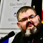 Central Council Tlingit and Haida Indian Tribes of Alaska President Richard Chalyee Éesh Peterson speaks at the Juneau Chamber of Commerce luncheon at Elizabeth Peratovich Hall on Thursday, March 12, 2020. (Peter Segall | Juneau Empire)
