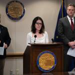 Courtesy Photo | Office of the Governor                                 Chief Medical Officer Dr. Anne Zink speaks at a press conference in Anchorage on Friday.