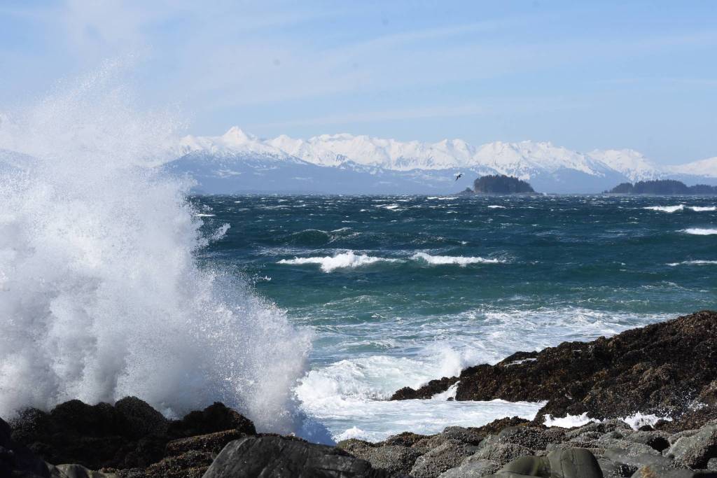 A north wind kicked up big waves near the Shrine of St. Therese, the afternoon of Monday, March 30. (Courtesy Photo| Gwen Baluss)