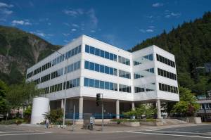 The Sealaska Corporation Building at Egan Drive and Main Street as seen in June 2018. (Michael Penn | Juneau Empire File)