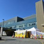A special quarantine tent set up outside Bartlett Regional Hospitals emergency room on Monday, March 30, 2020. (Peter Segall | Juneau Empire File)