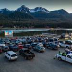 Juneau residents gather at the Gold Town Nickelodeons pop-up drive-in theatre to watch Star Wars: A New Hope on Star Wars Day, May 4, 2020. Screenings at the temporary outdoor theater will continue this week. (Christopher Miller | csmphotos.com)