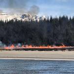 A wildfire burnt nearly 16 acres of grass and woodlands near Crow Point before being extinguished by firefighters from the U.S. Forest Service on May 9, 2020.. (Courtesy photo | Brent Tingey)