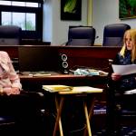 Senate President Cathy Giessel, R-Anchorage, and Senate Finance Committee co-chair Natasha Von Imhof, R-Anchorage, held a press conference with reporters to discuss the status of the ratification bill and how federal funds could be used, on Tuesday, May 19, 2020. (Peter Segall | Juneau Empire)