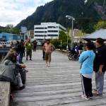 Juneauites take in the sun downtown on Friday, May 22, 2020. For the foreseeable future, locals will be the main source of revenue for businesses that typically rely on tourism money. Thats among financial concerns raised by the coronavirus, city officials said. (Peter Segall | Juneau Empire)