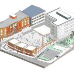 This drawing, shown to the Assembly in February when Sealaska Heritage Institute requested financial support for the project, depicts what the area surrounding a proposed arts campus would look like following the projects completion. Wednesday, SHI asked the Assembly to postpone deciding whether to proved $1.5 million for the campus. (Courtesy Photo | Sealaska Heritage Institute)